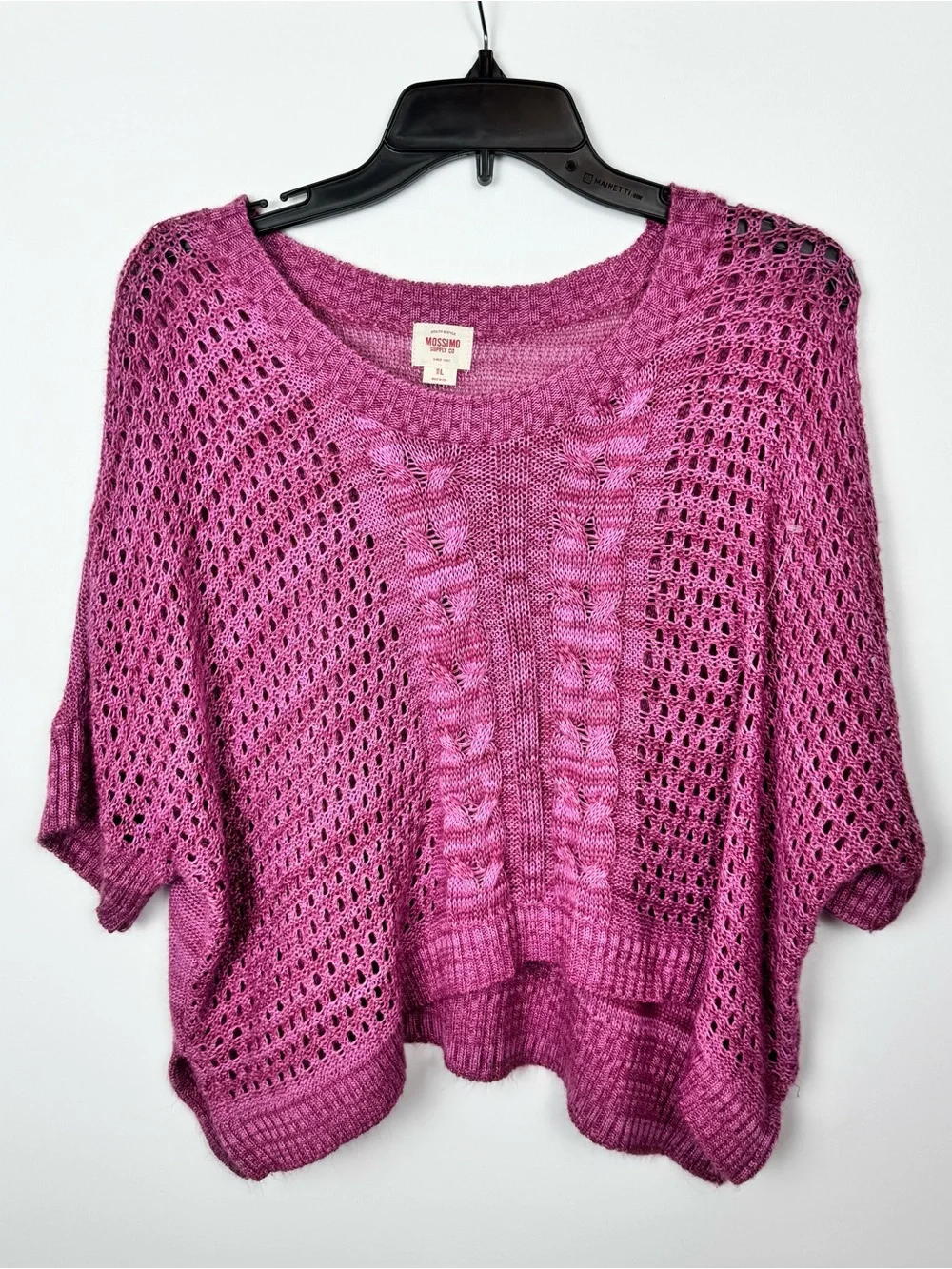 Mossimo Supply Co. Open-Knit Cable Poncho in Pink - Picture 3 of 6